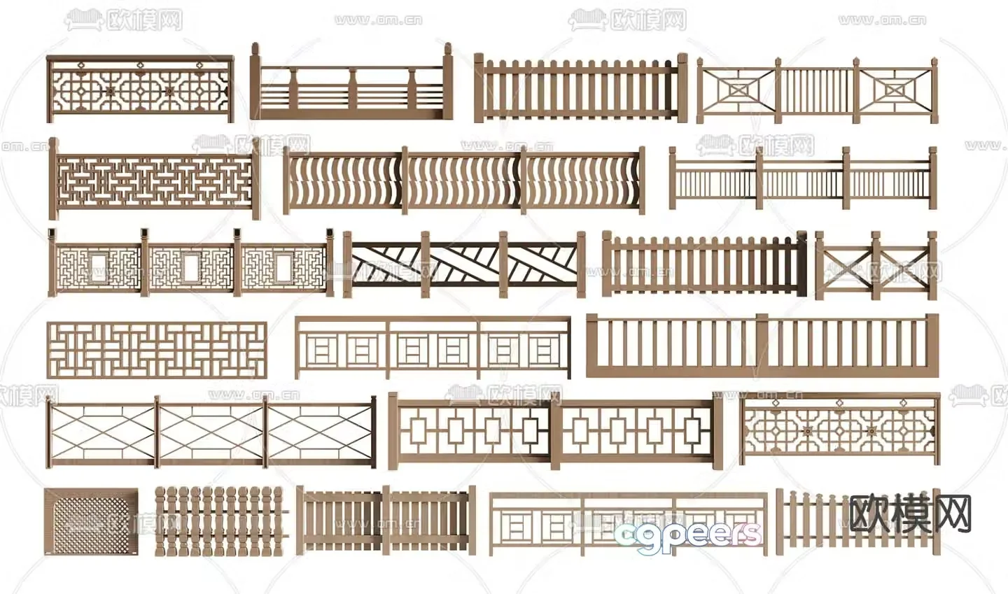 fence fence guardrail wooden fence fence river 3d model