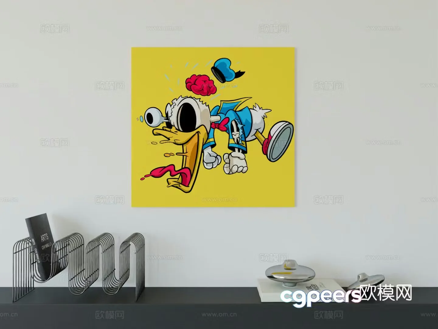 Modern minimalist cute cartoon character boy room girl room hanging painting 3d model