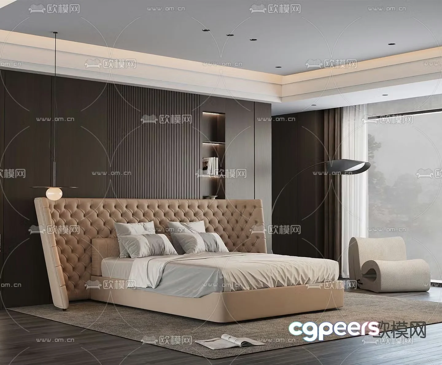 Italian double bed 3d model
