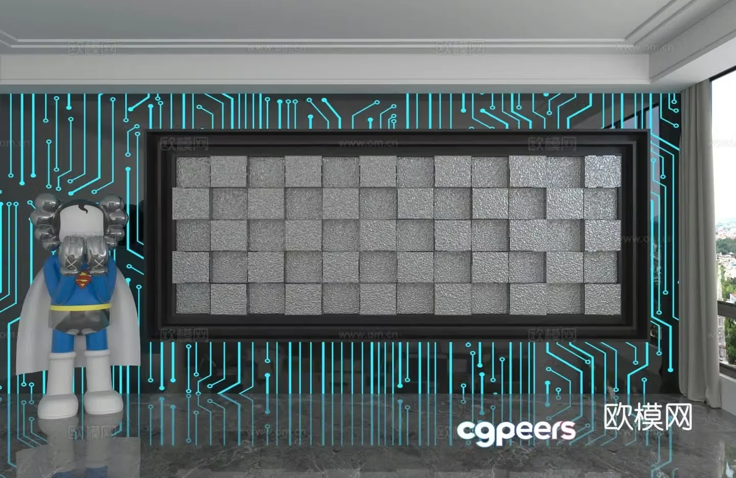 Modern background wall 3d model