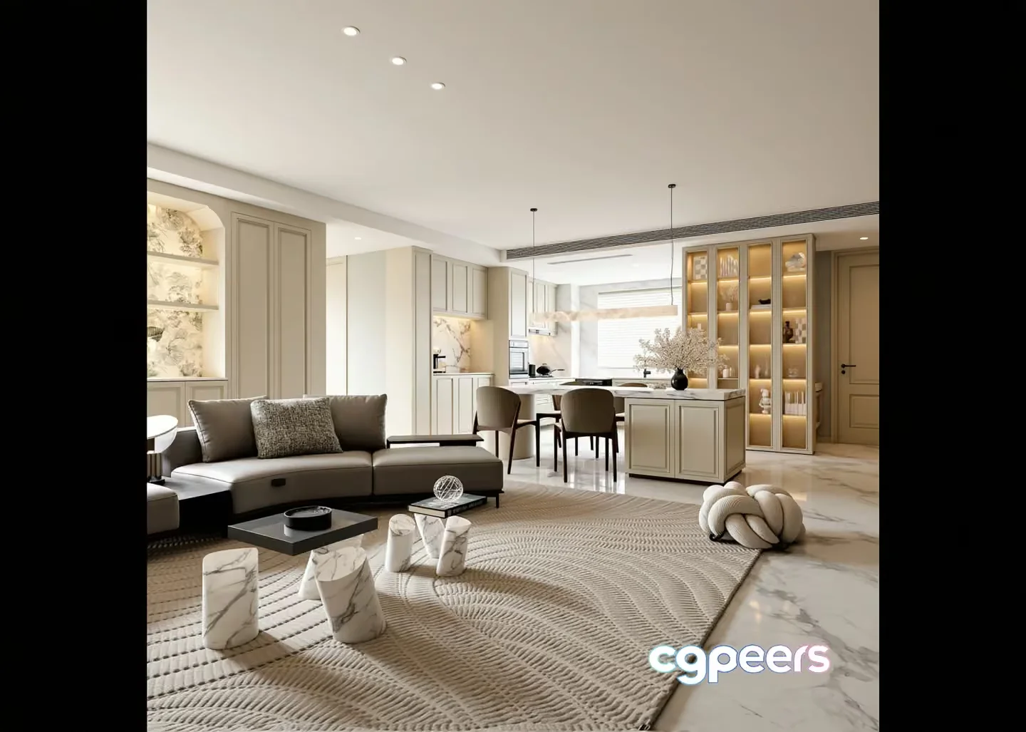 Modern Living Room 3D Model – 23464 – VRAY Render
