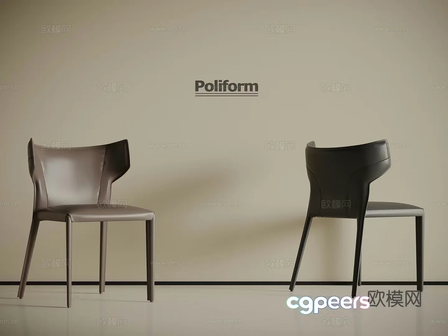 Modern Italian dining chair casual chair 3d model