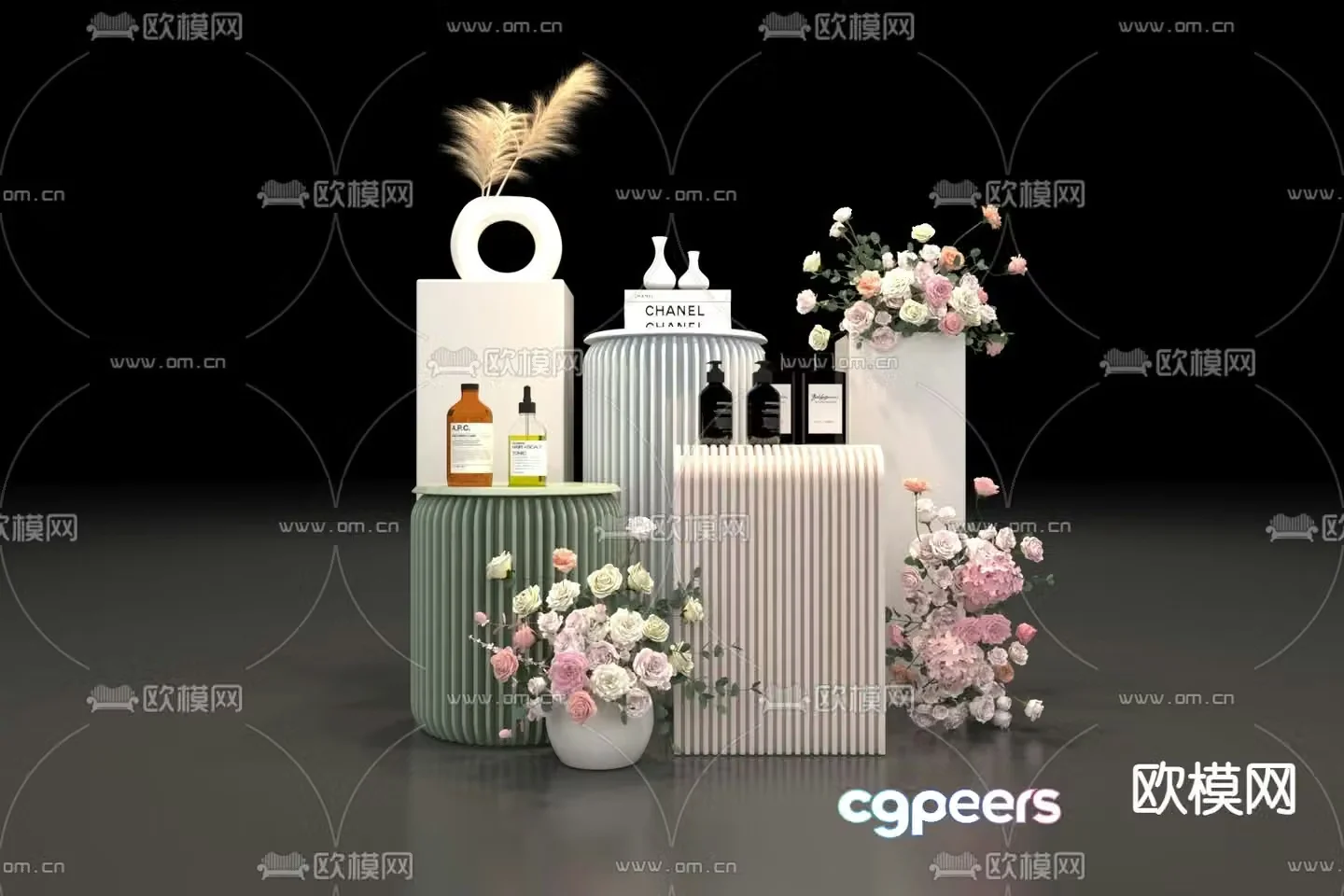Beauty booth flow table island table 3D model