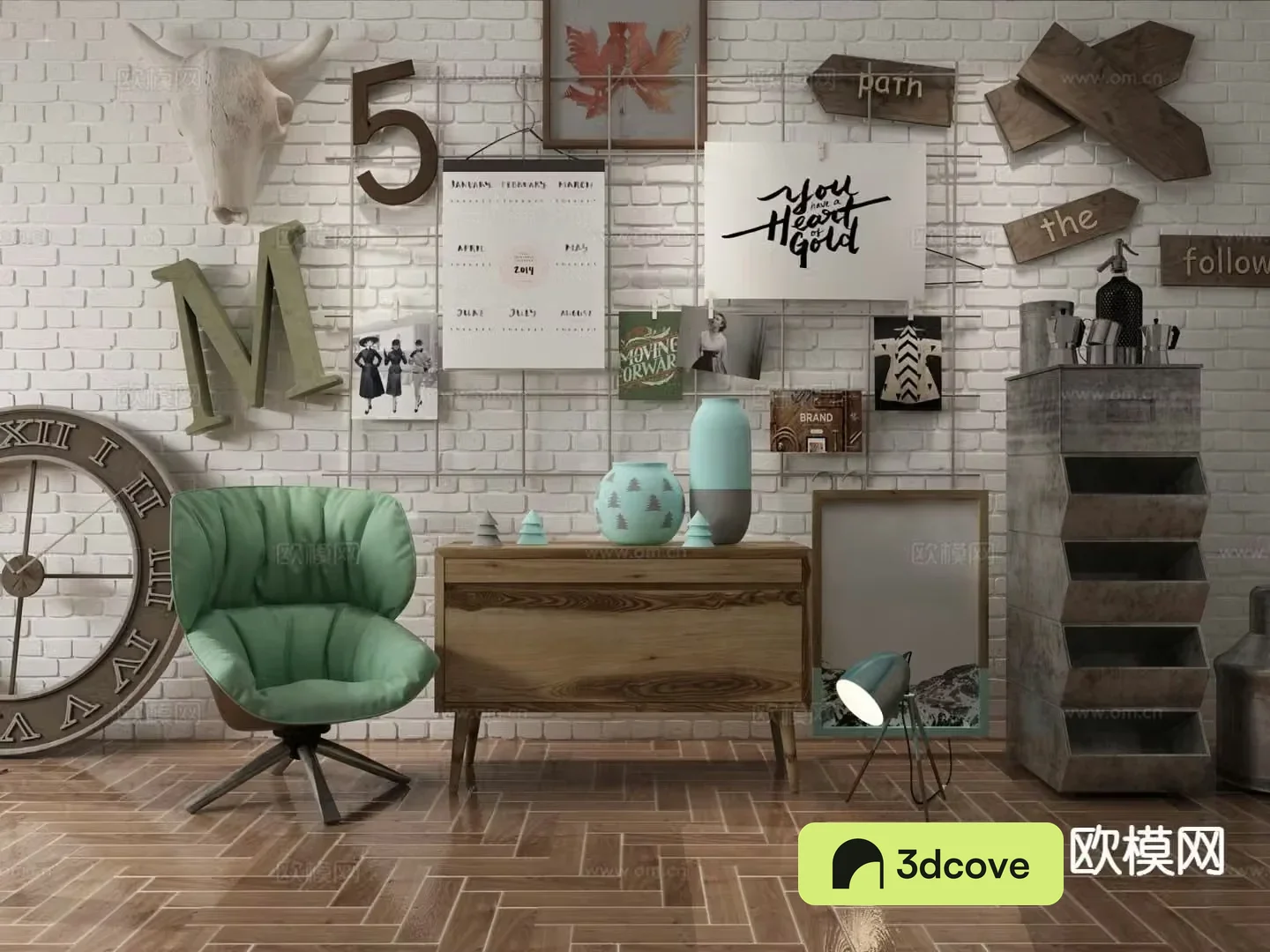 Industrial style leisure chair side cabinet side table