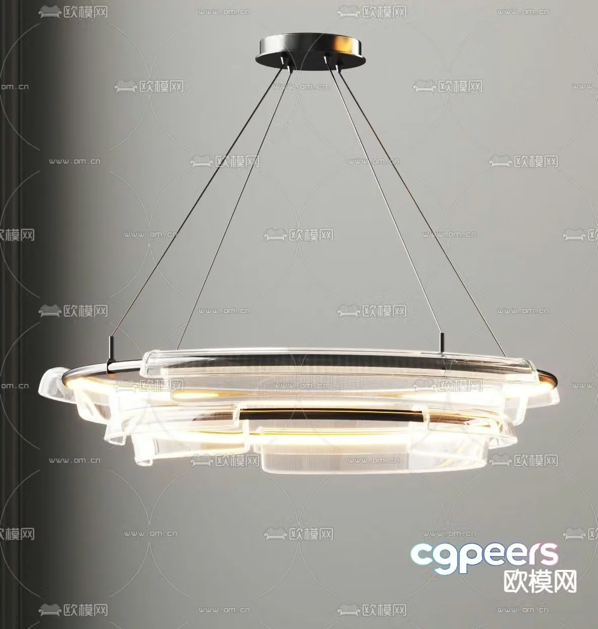 Light luxury chandeliers ring chandeliers 3D model