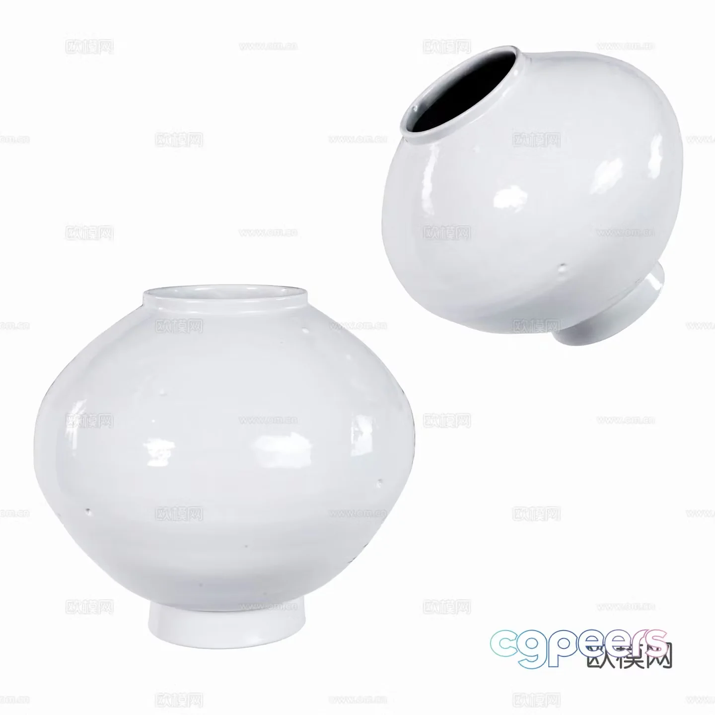 Modern white clay pot 3d model