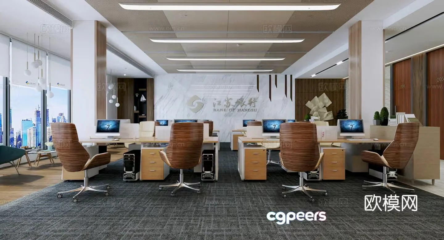 Public office area office 3d model