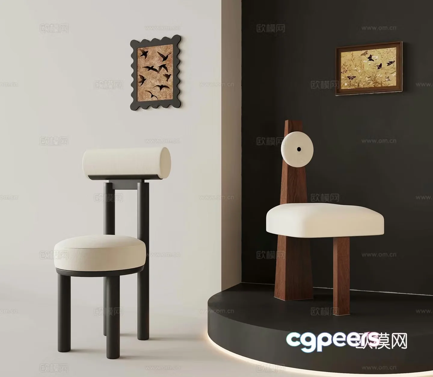 French medieval dining chair casual chair 3d model