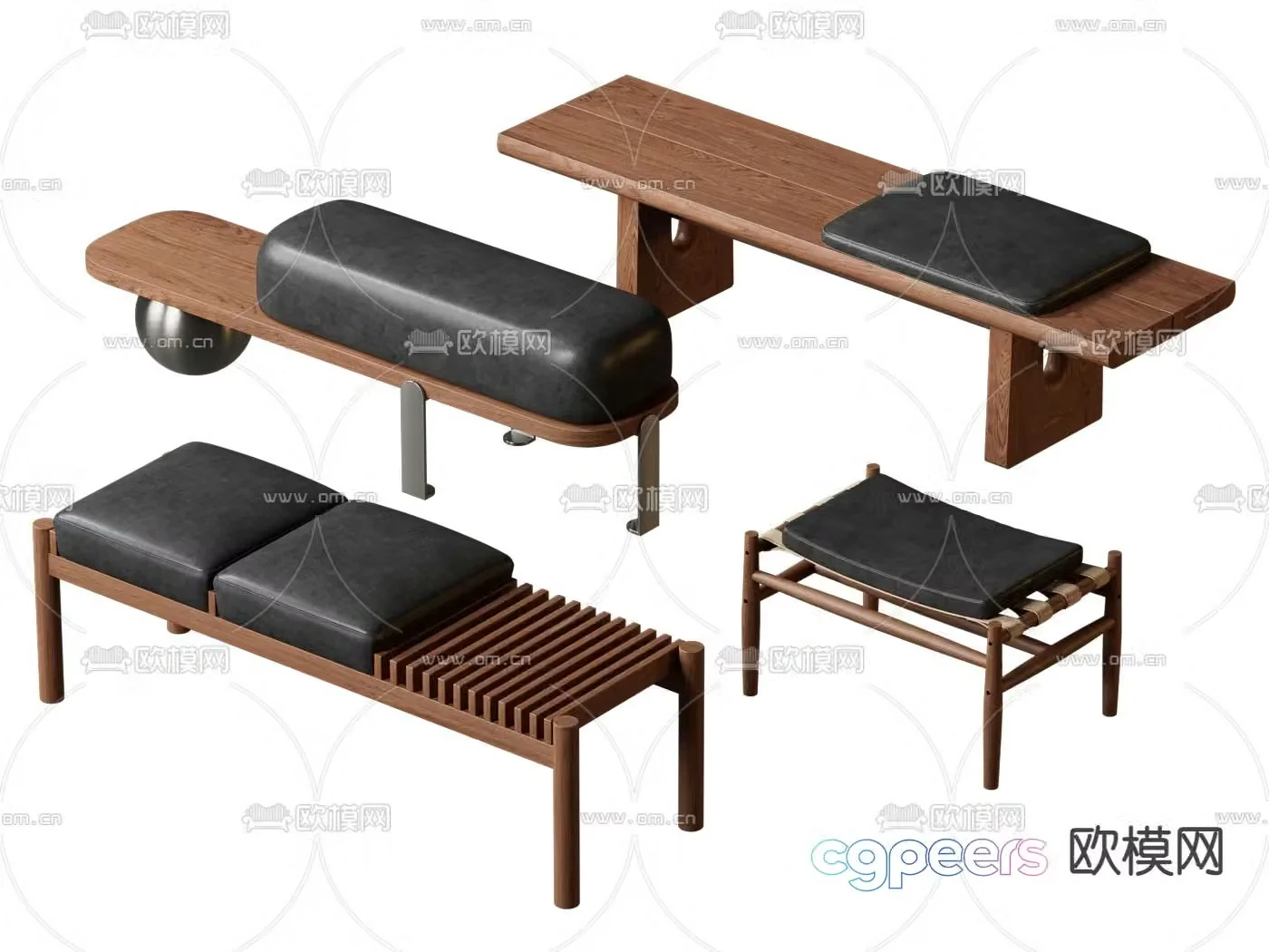 Medieval style bench bench stool 3d model