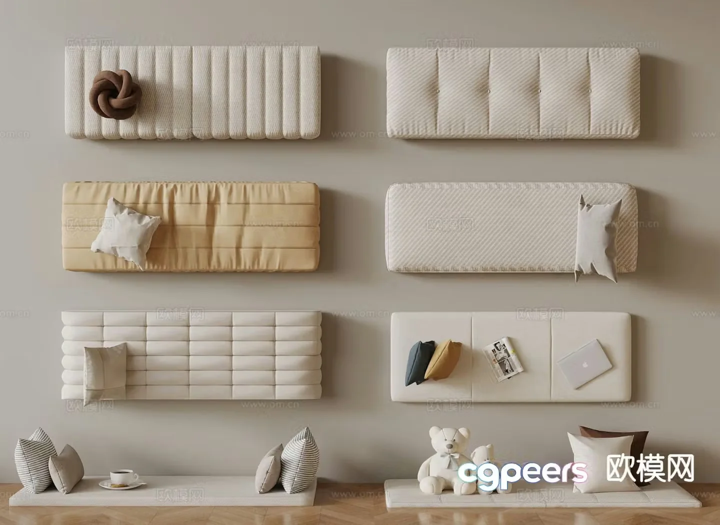 Seat cushion bay window cushion sofa cushion 3d model