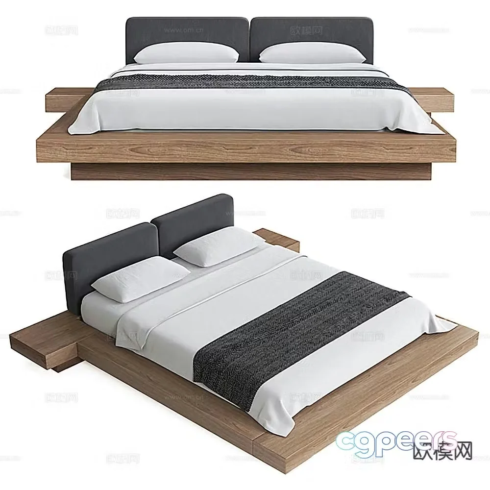 Modern double bed 3d model