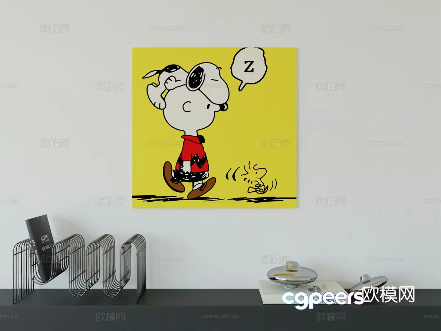 Modern minimalist cute cartoon character boy room girl room hanging painting 3d model