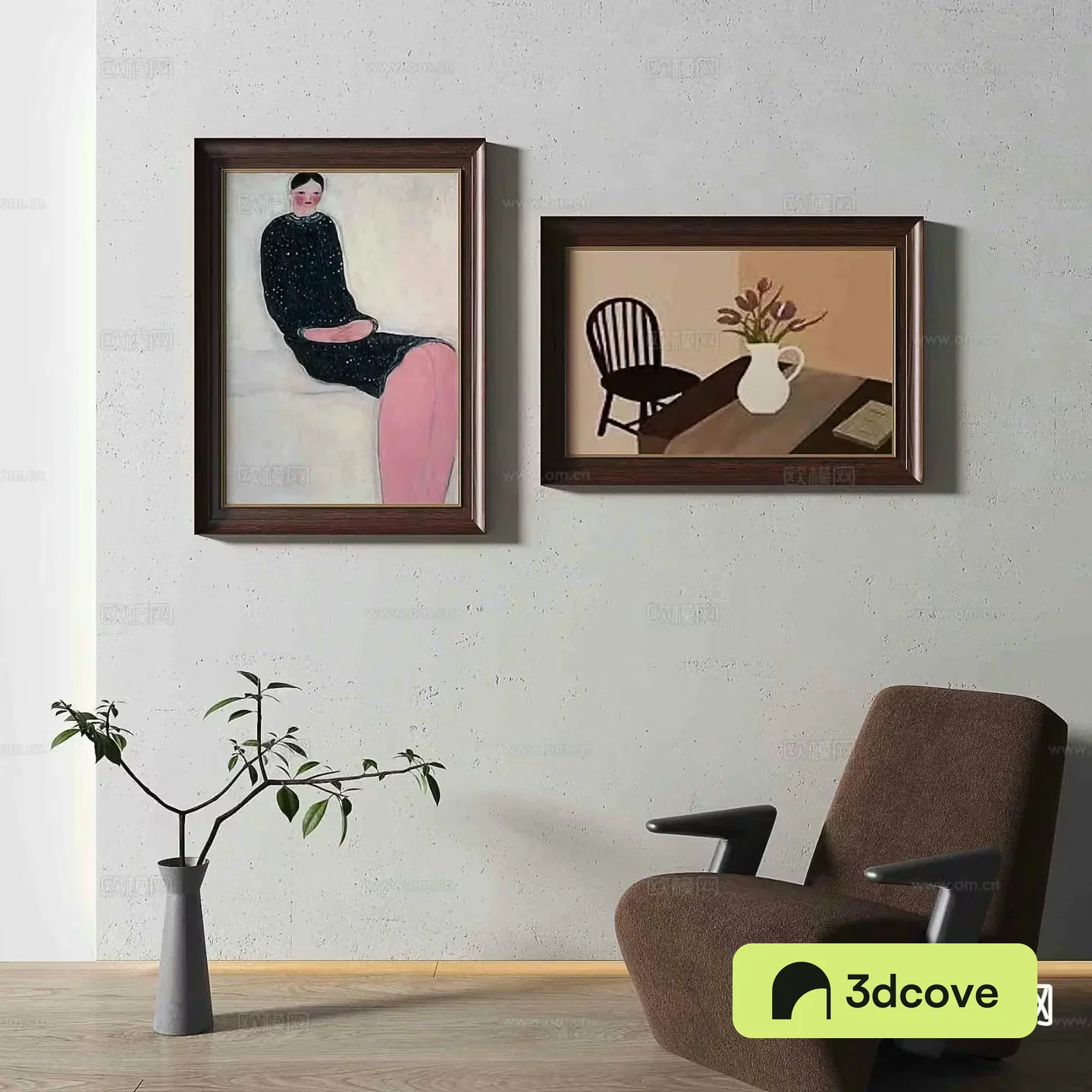 Simple European cartoon painting figure painting oil painting decorative painting