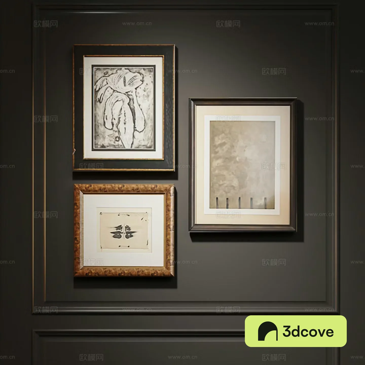 Middle-aged decorative painting combination painting 3D model