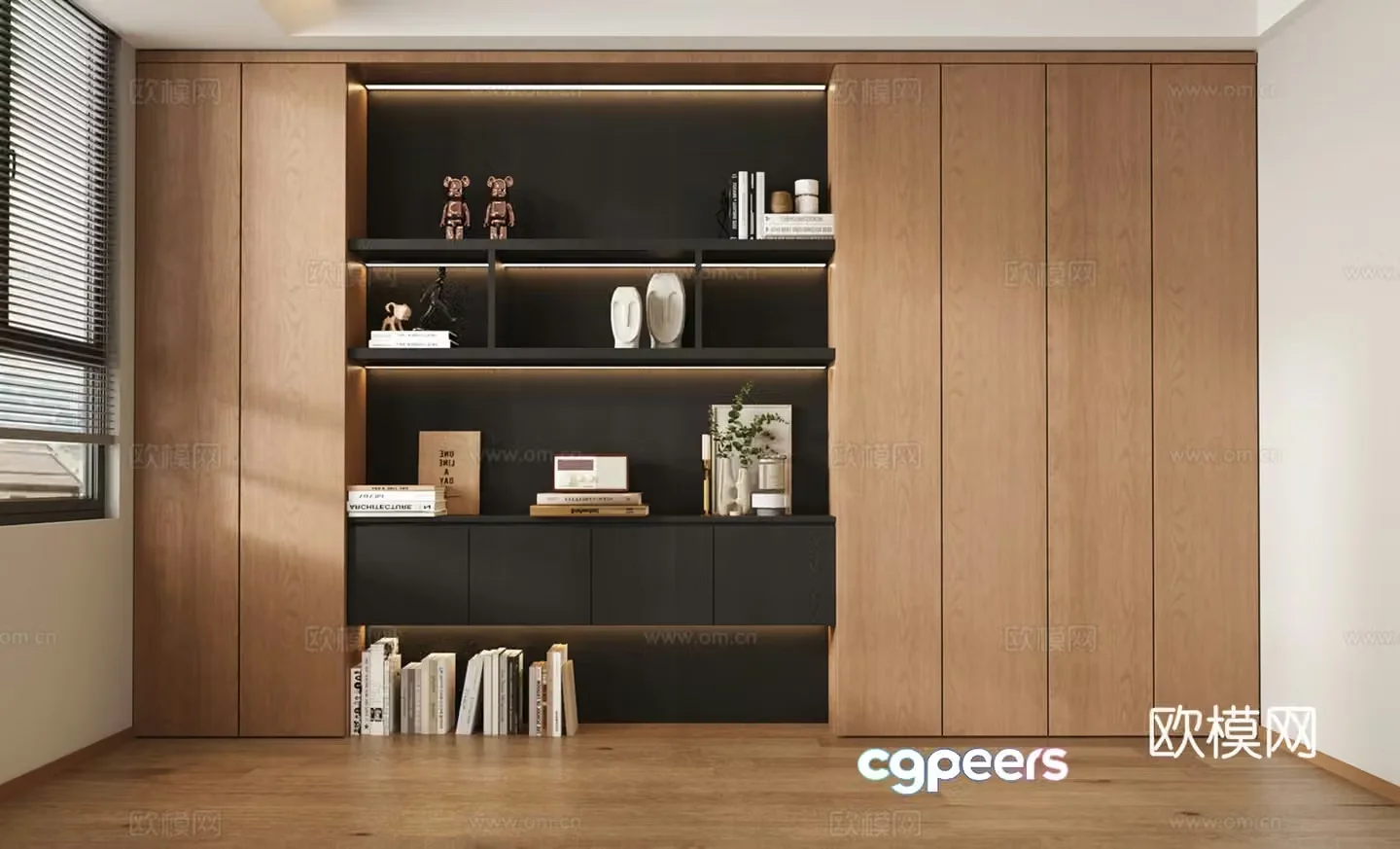 Middle-aged bookcase office bookcase full wall bookcase study bookcase adult solid wood 3D model