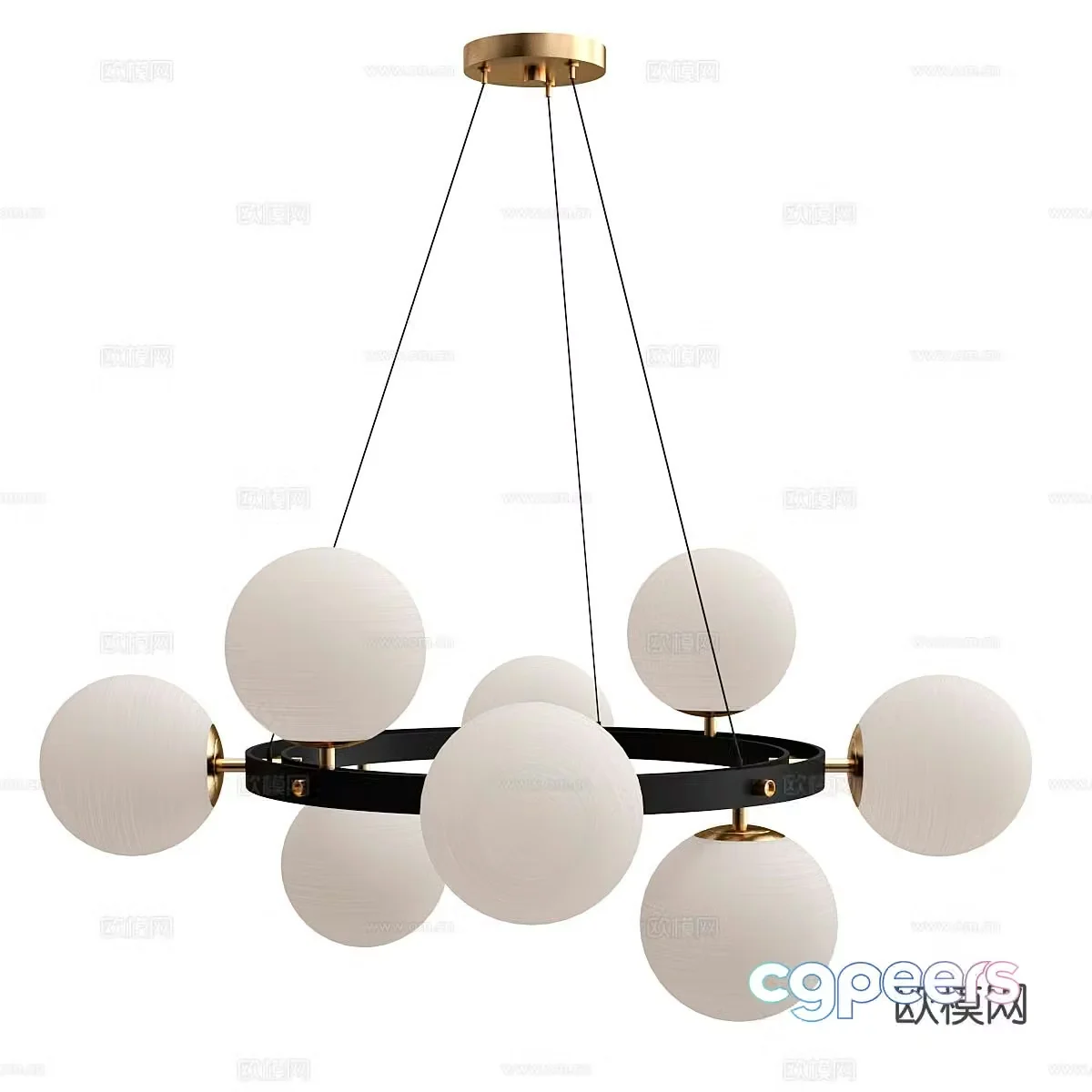 Cream style chandelier spherical chandelier 3d model