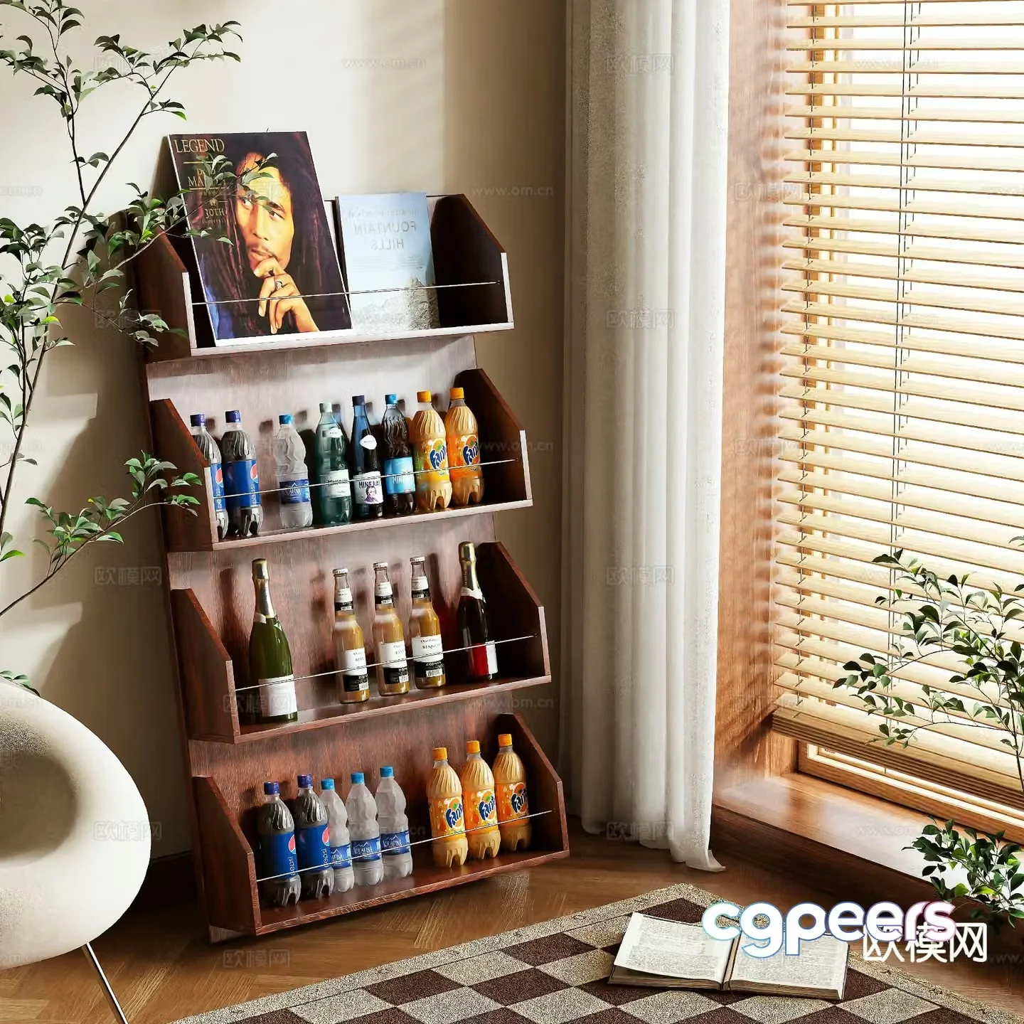 Wabi-sabi drink rack storage rack 3d model