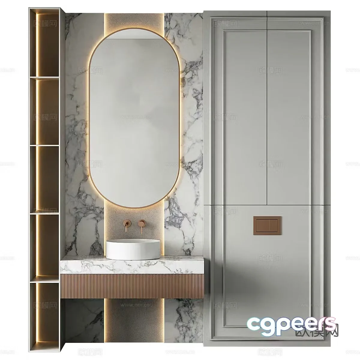 Washing table bathroom cabinet simple washbasin basin counter basin bathroom mirror 3D model