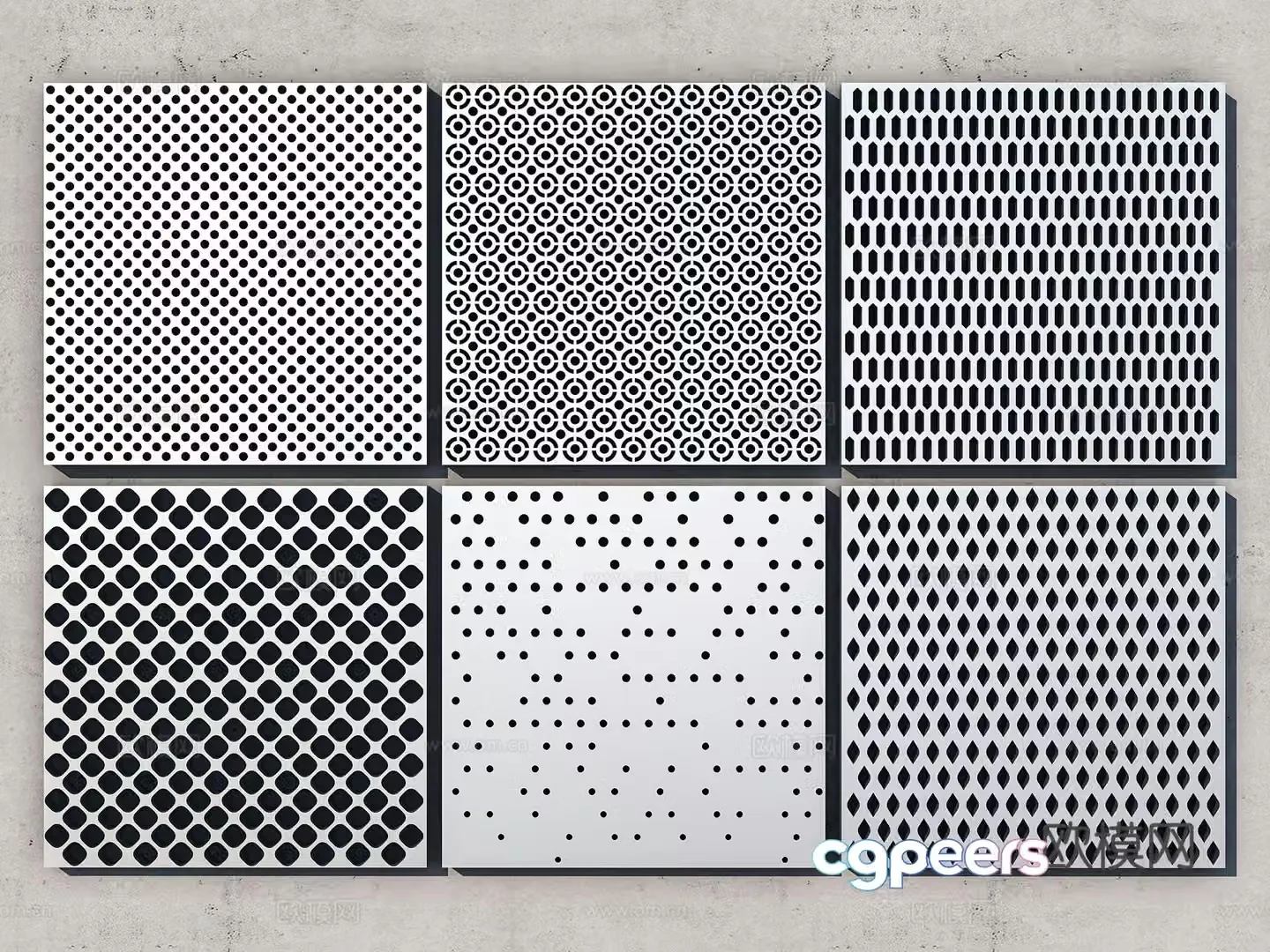 Modern wall panel Punching plate Wall panel Punching aluminum veneer 3D model