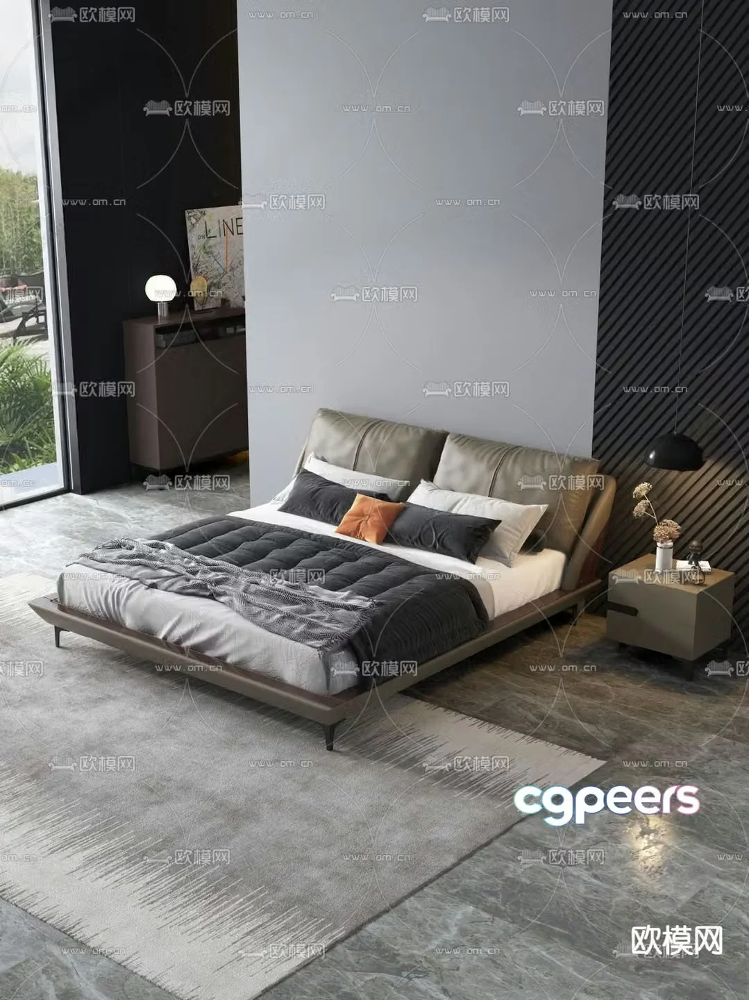 Italian double bed 3d model