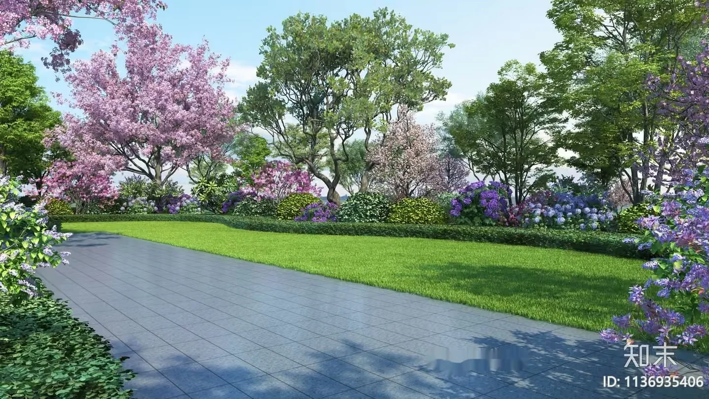 A Serene Garden Path 3D Model – 11122 – VRAY Render