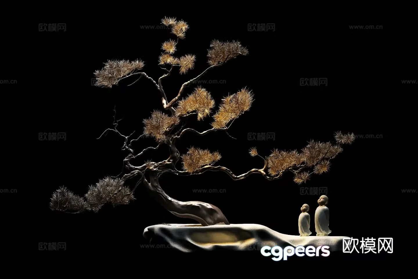 New Chinese style decoration pine tree ornaments 3D model