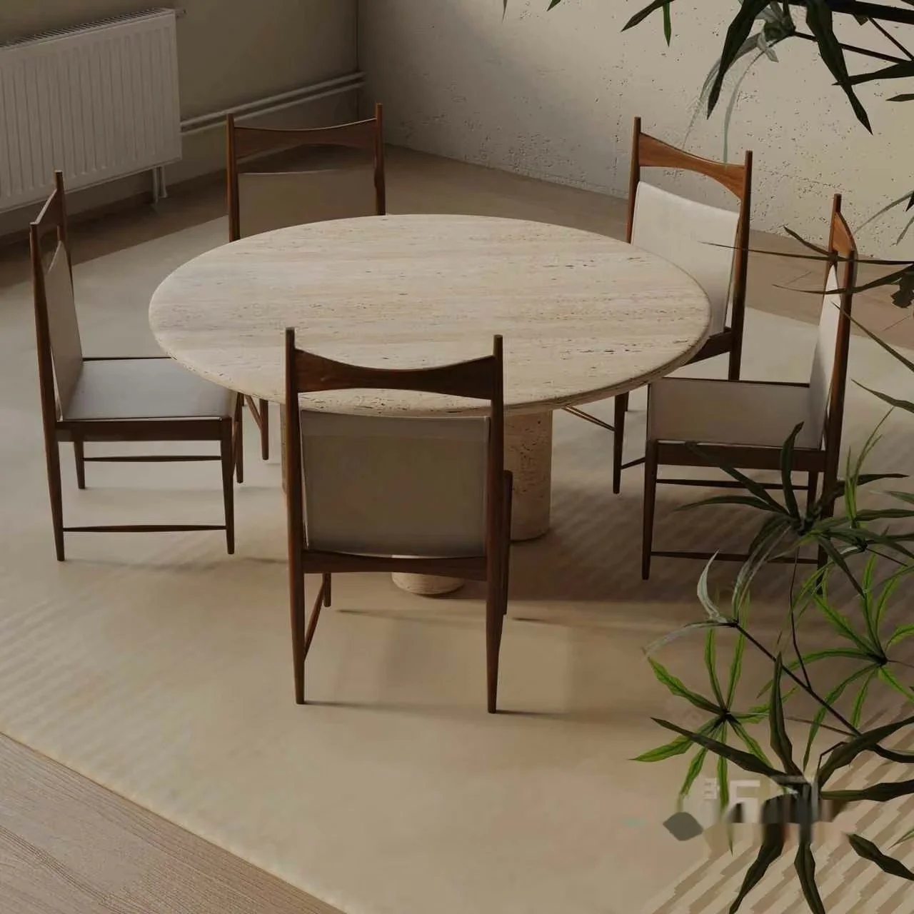 Mid-Century Modern Dining Room 3D Model – 9408 – VRAY Render