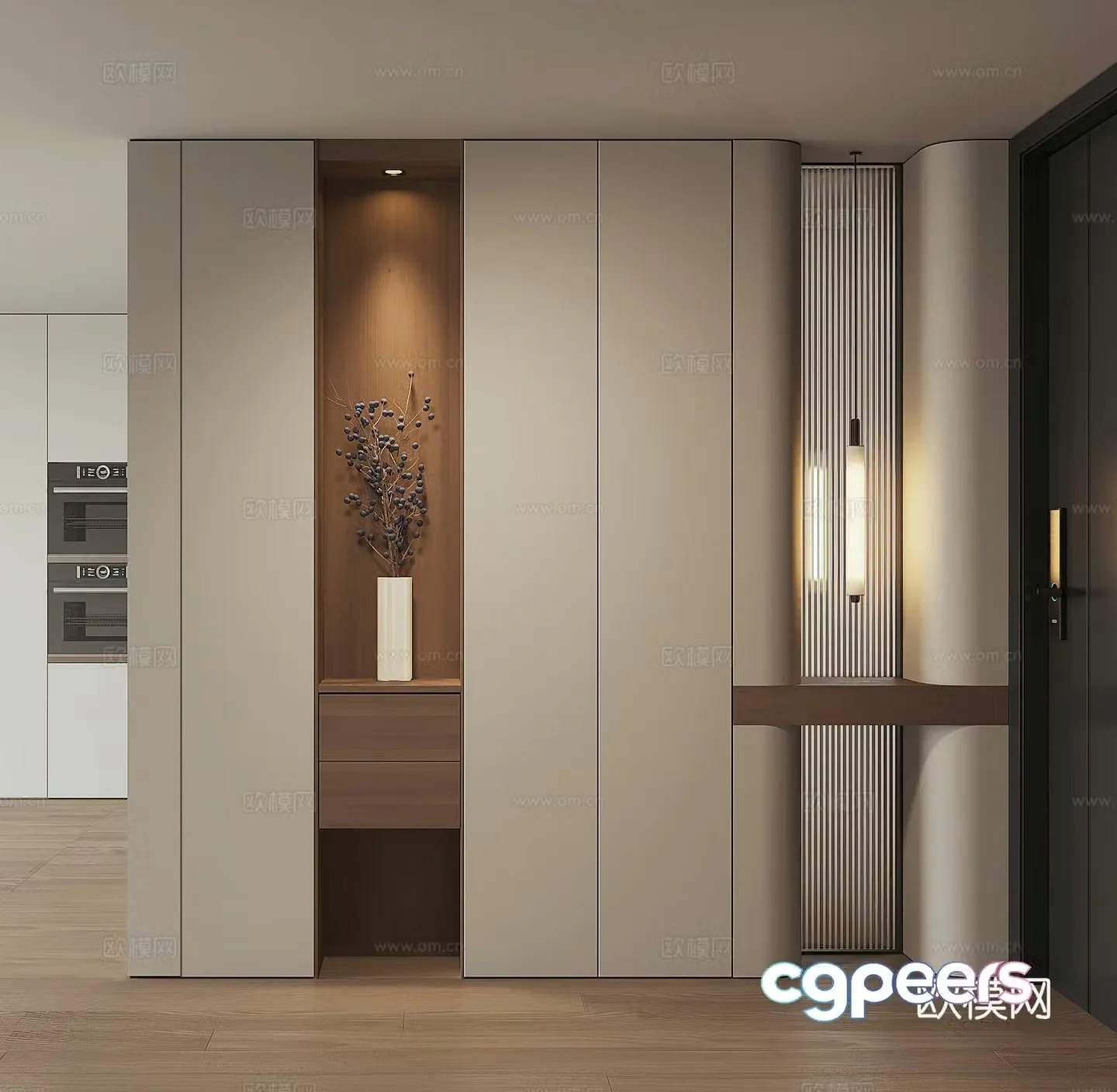 Modern home entrance shoe cabinet 3D model