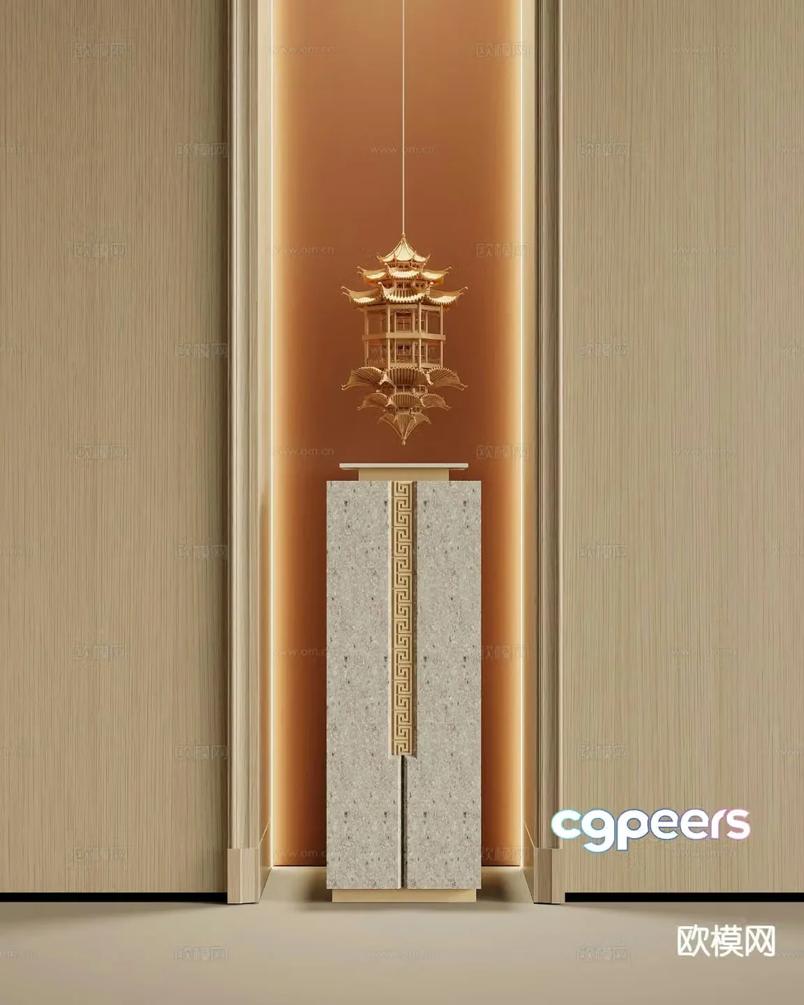 New Chinese-style sculpture ornaments ancient building pendants 3D model