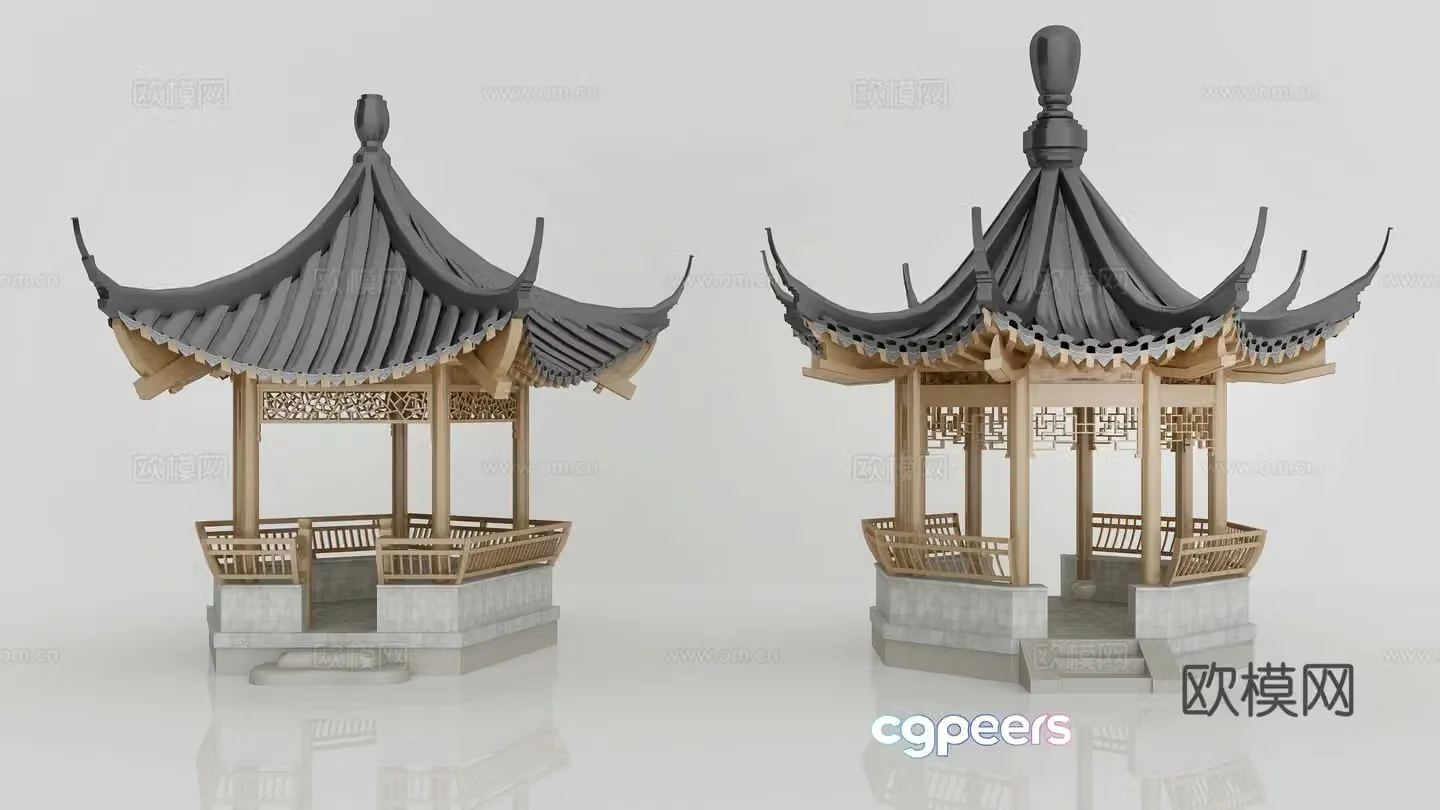 Chinese architecture ancient architecture pavilion loft 3d model
