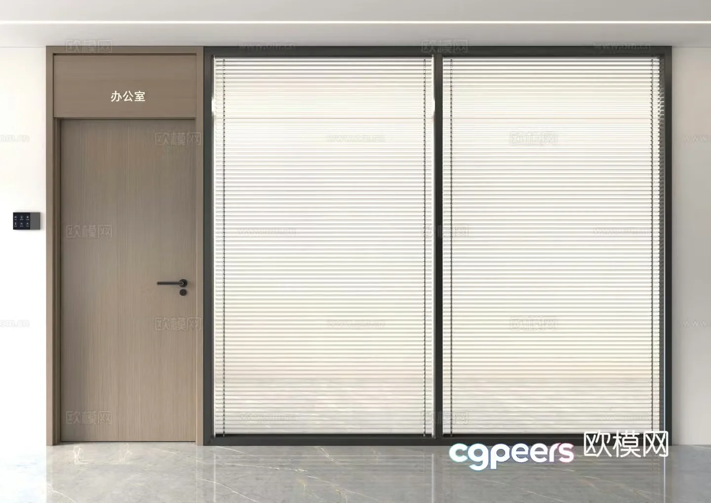 Office glass partition Office partition Glass partition partition partition partition door Single open door Louvre 3D model