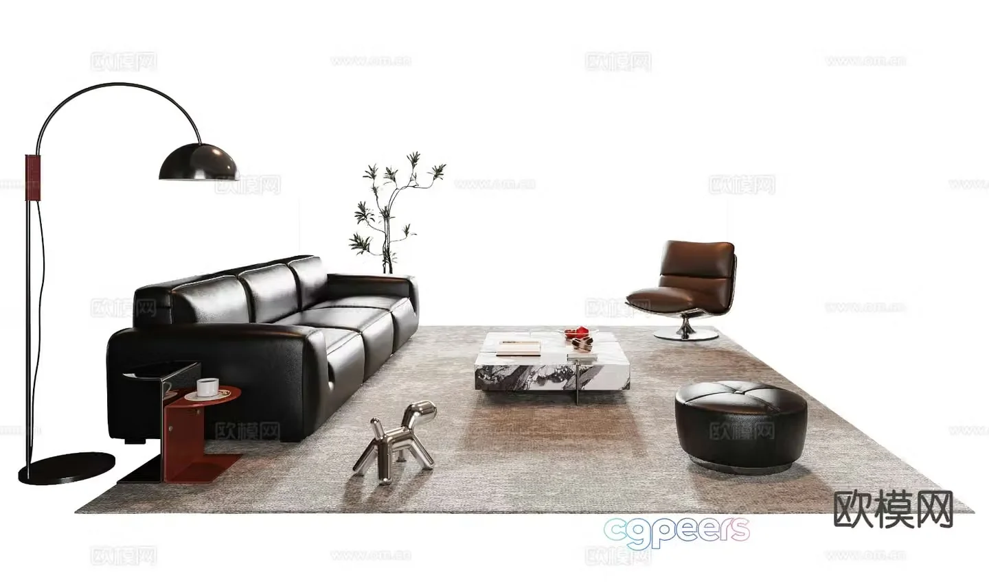 Italian sofa coffee table modular sofa 3d model