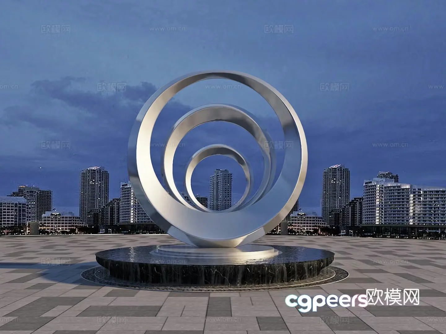Square installation Sculpture Landscape Art sketch 3d model