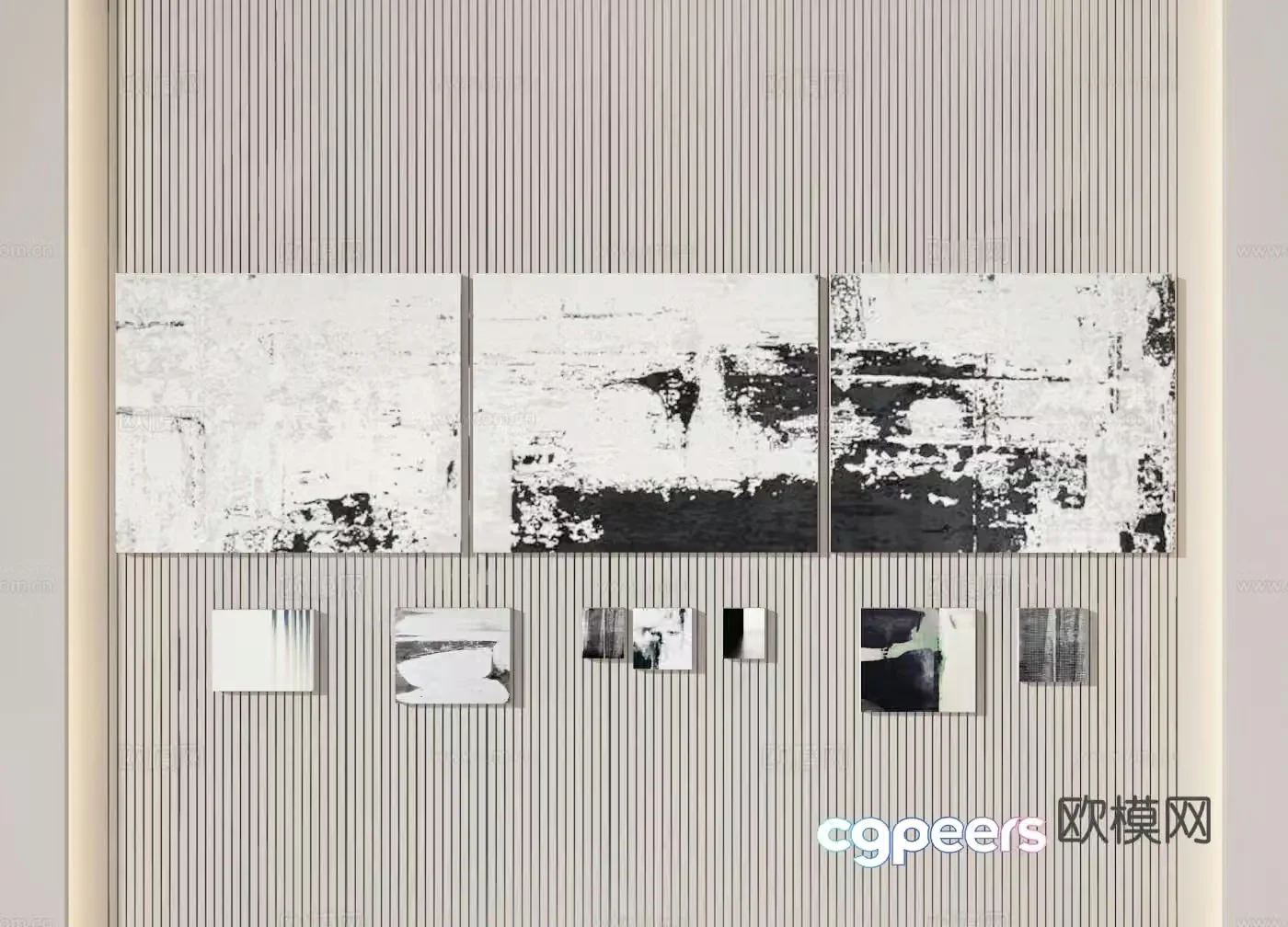 Decorative painting black and white painting art painting hanging painting 3d model