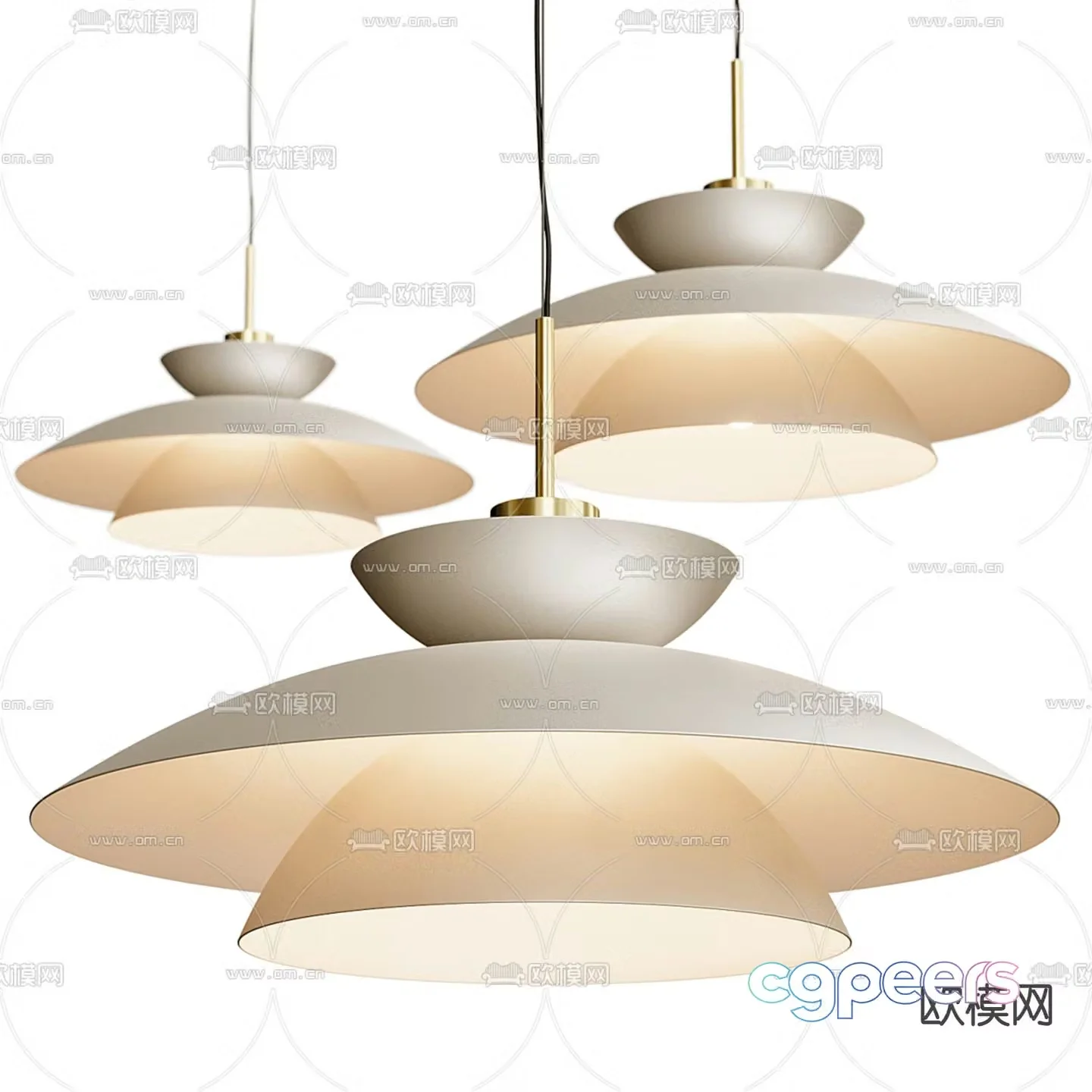 Cream style small chandelier 3d model