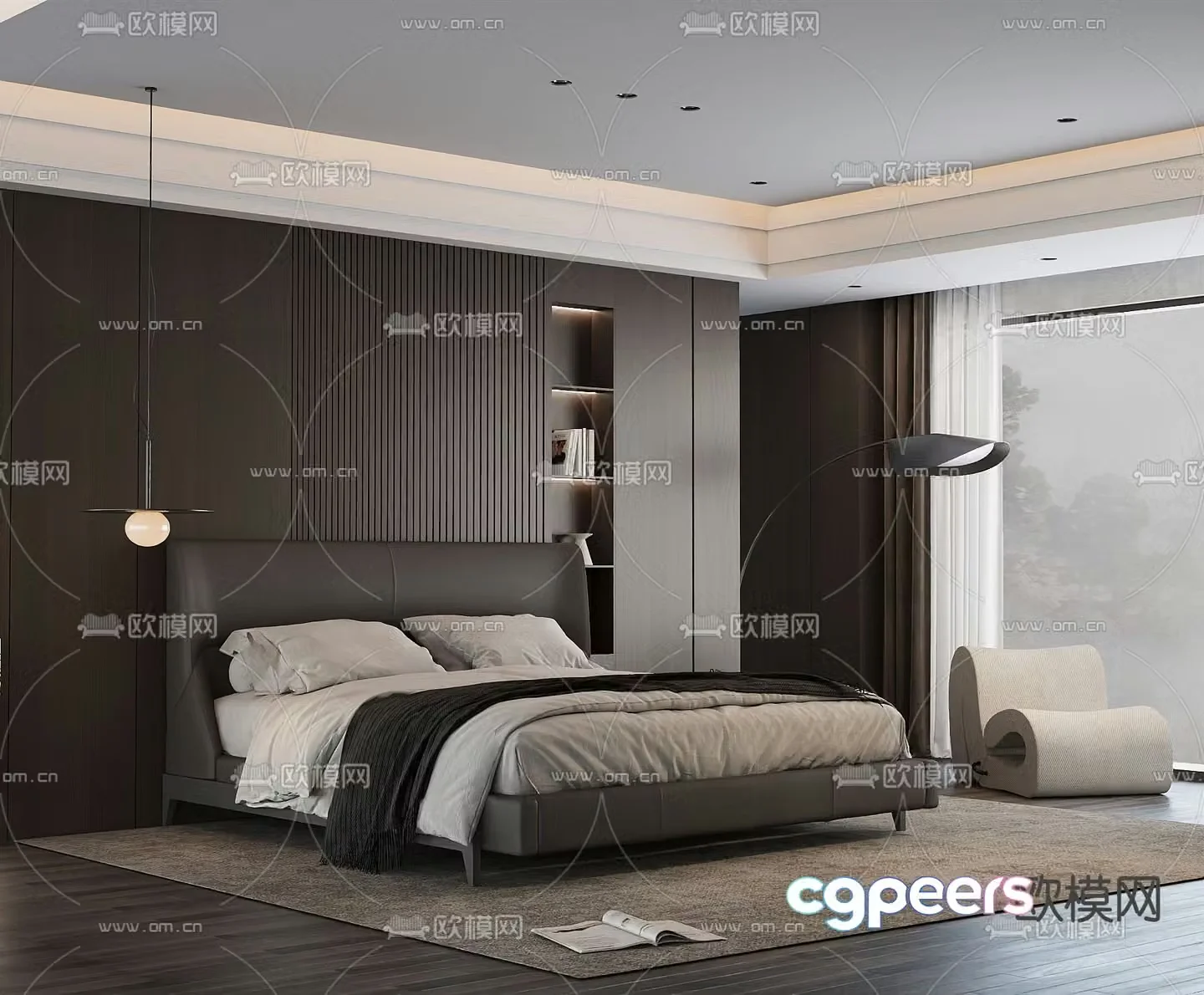 Italian double bed 3d model