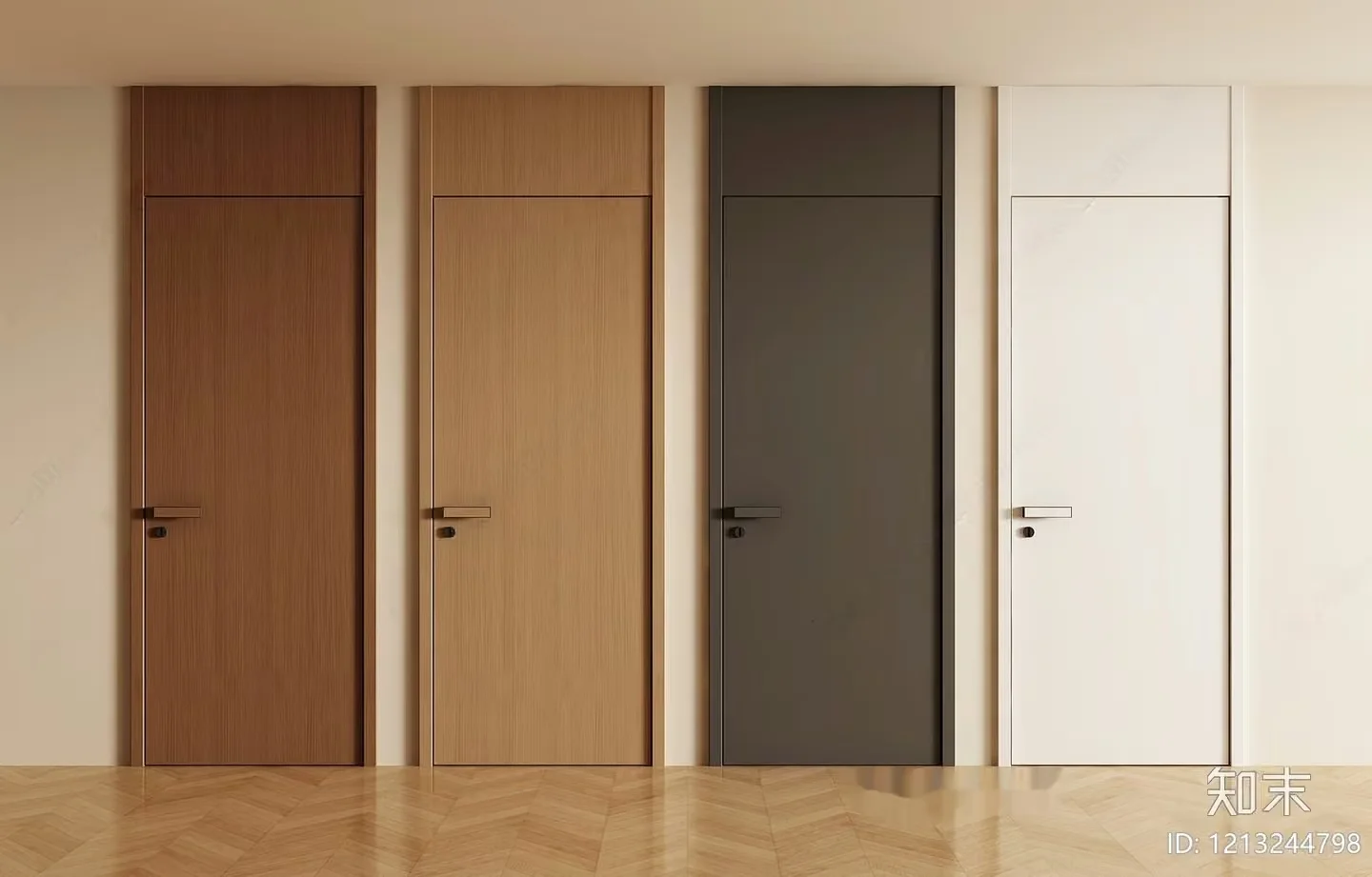 Four Doors In Different Colors 3D Model – 15010 – VRAY Render