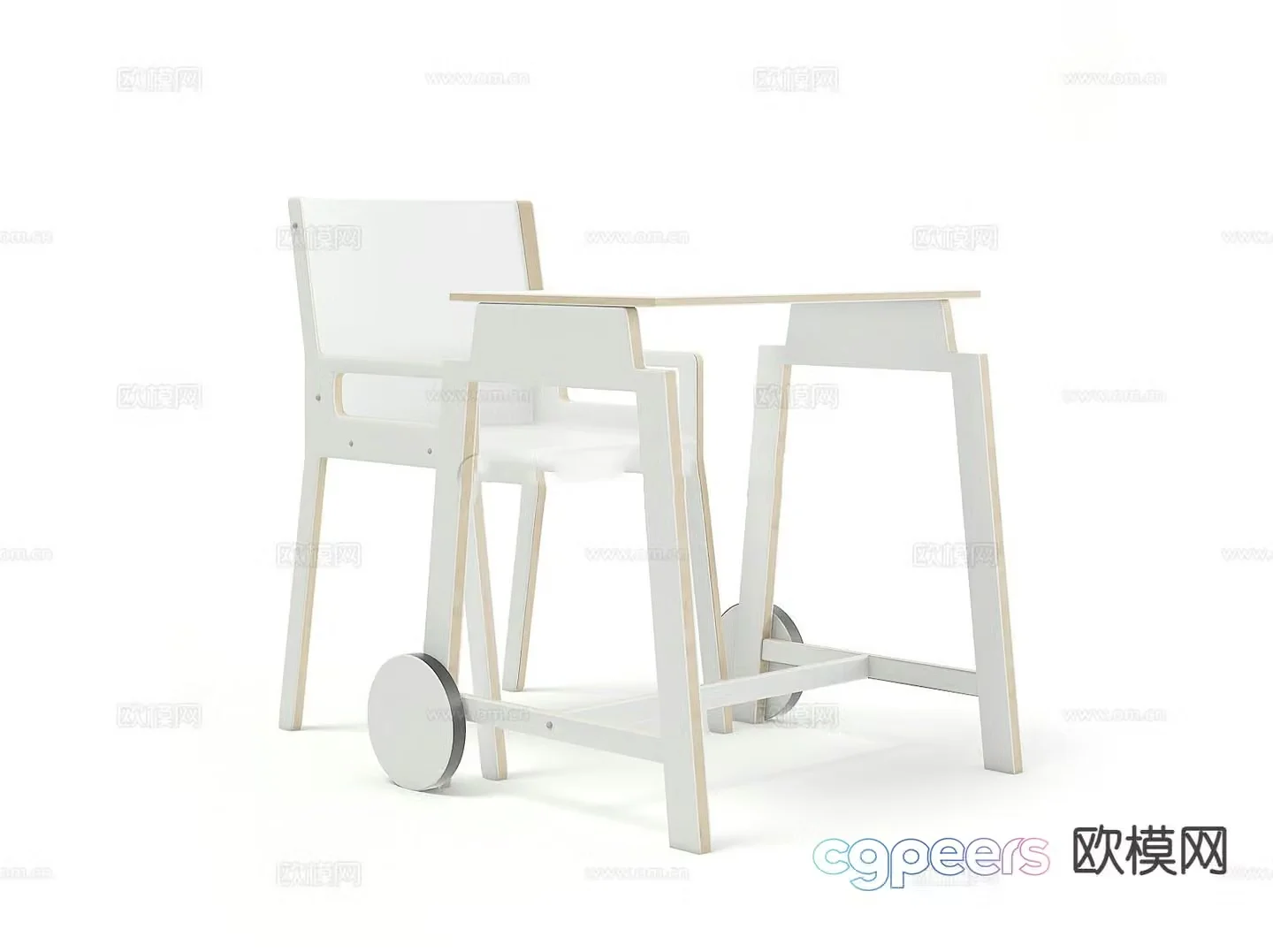 Children’s desk and chair study table 3d model