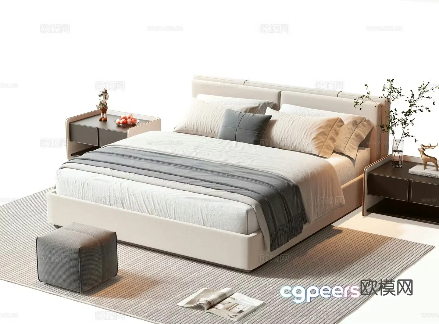 Modern double bed 3d model
