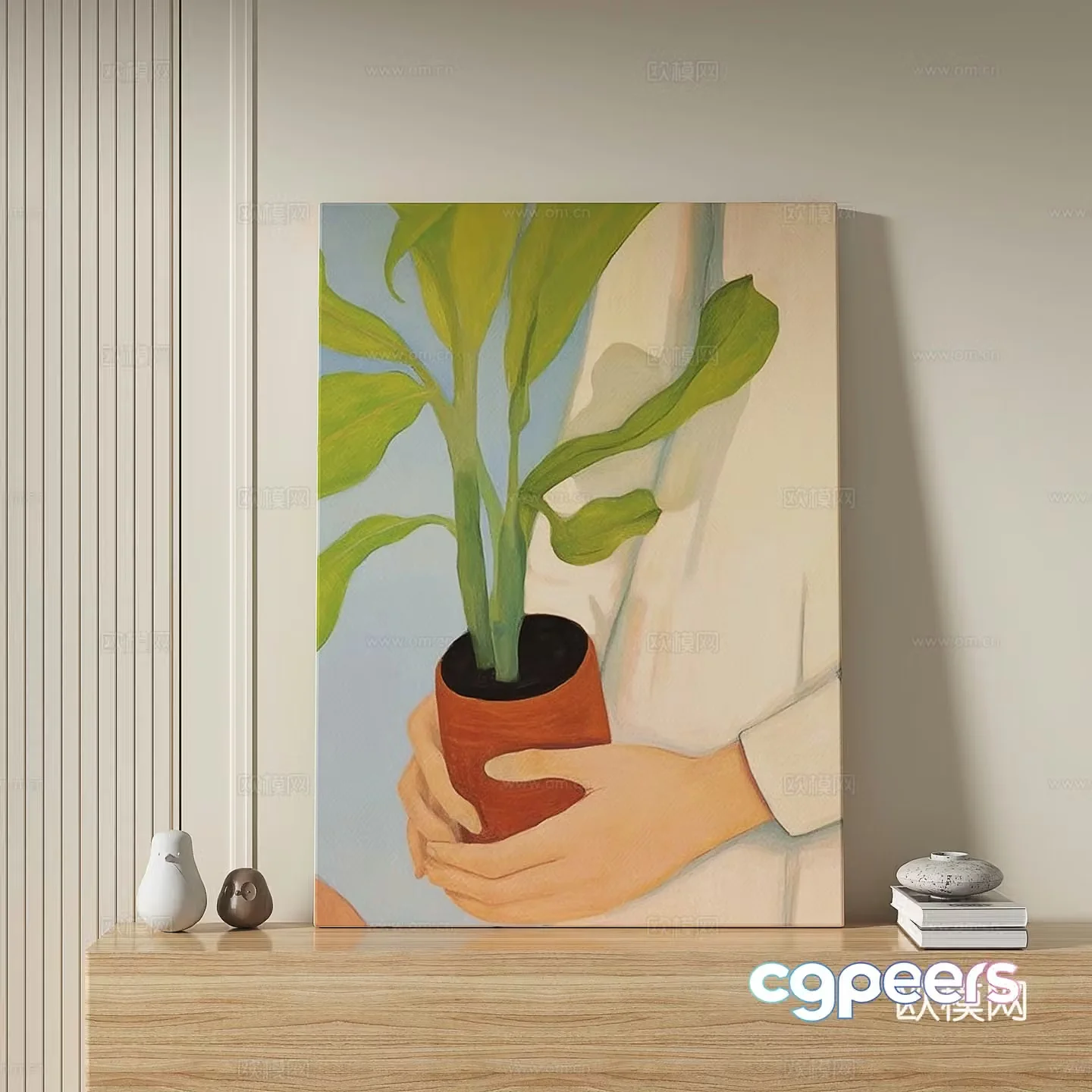 Modern minimalist abstract decorative painting 3d model