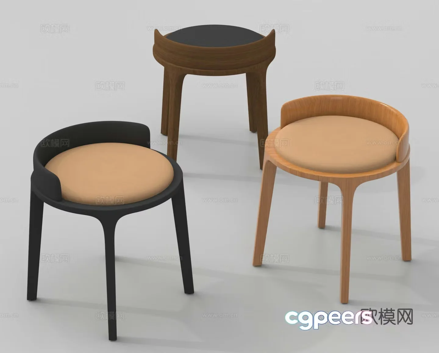Stool low stool round stool shoe changing stool 3d model
