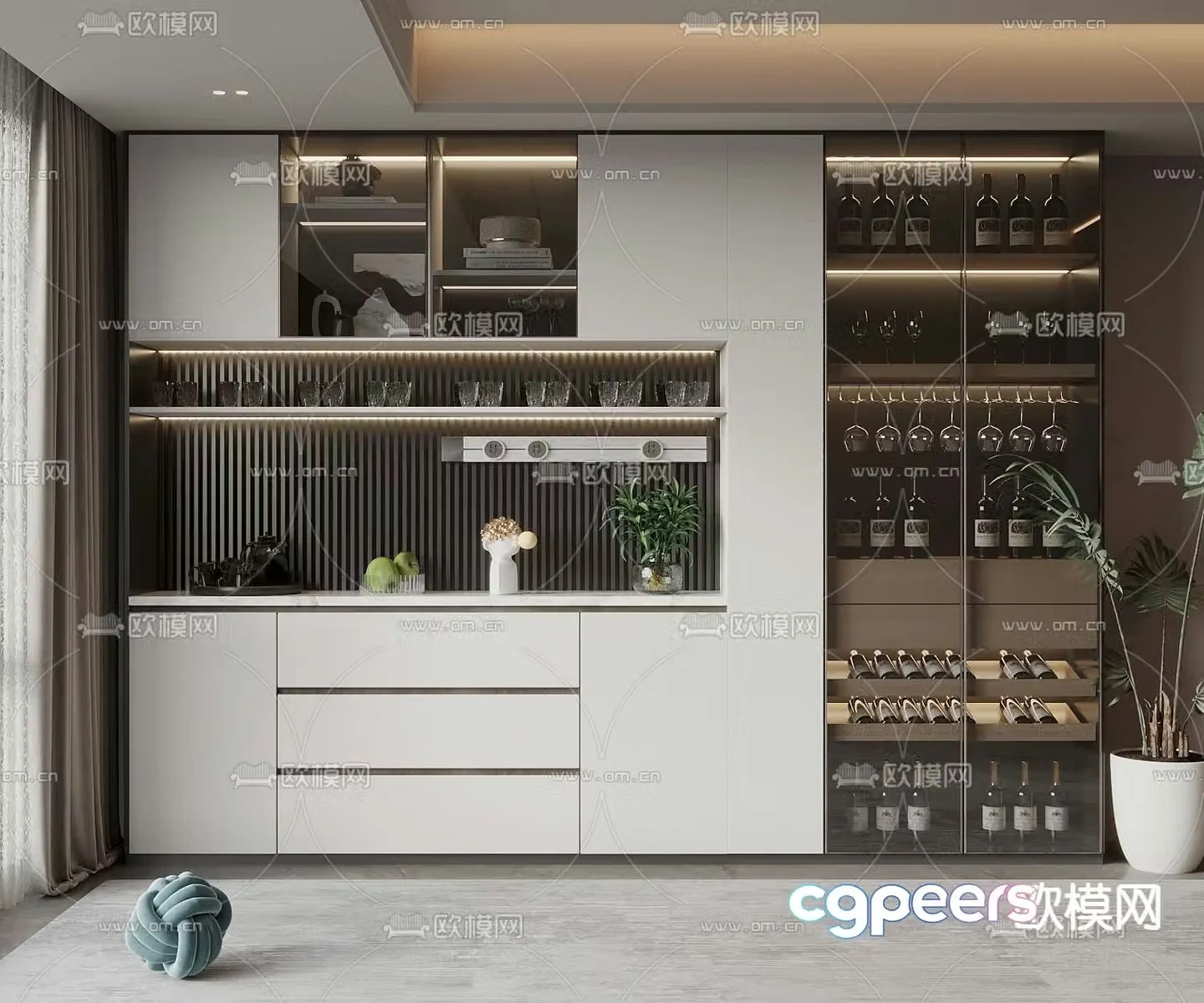 Modern wine cabinet sideboard 3d model