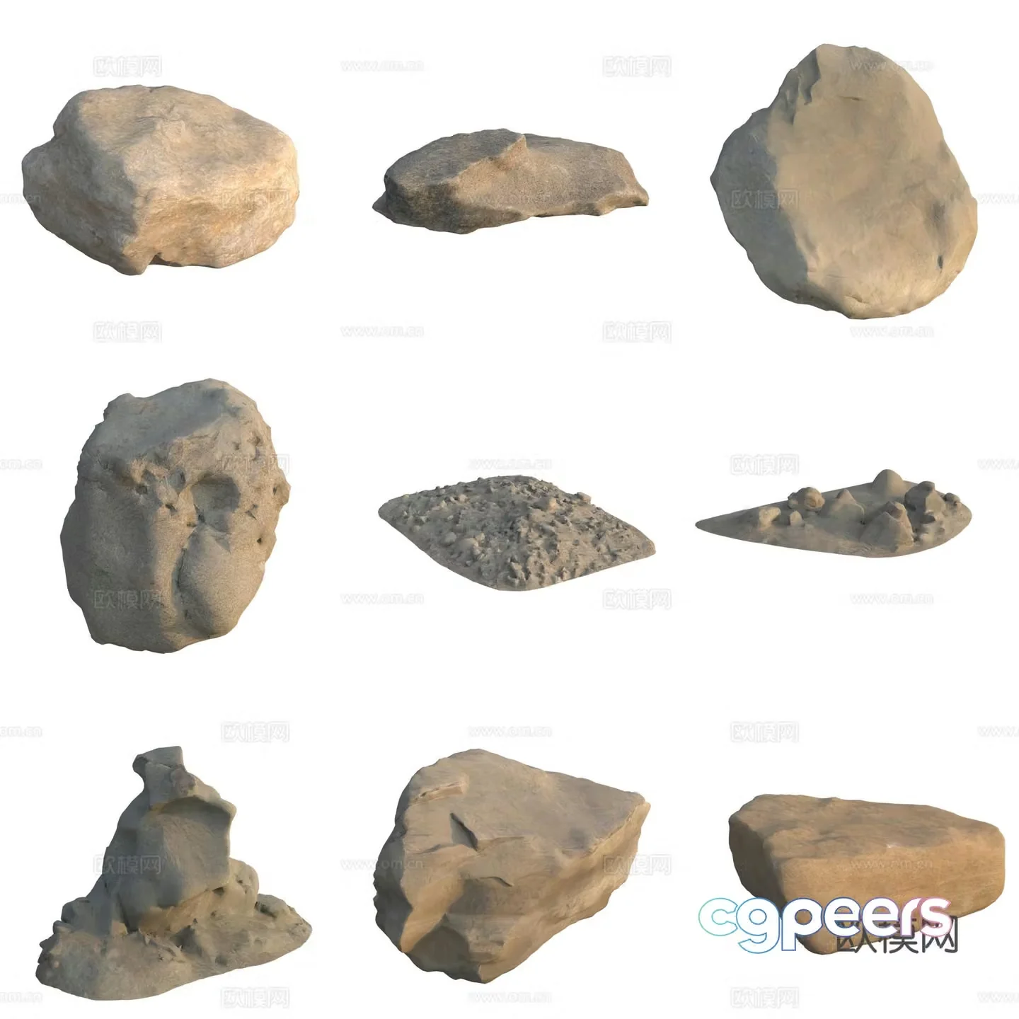 Sandstone large stone stone pile 3d model