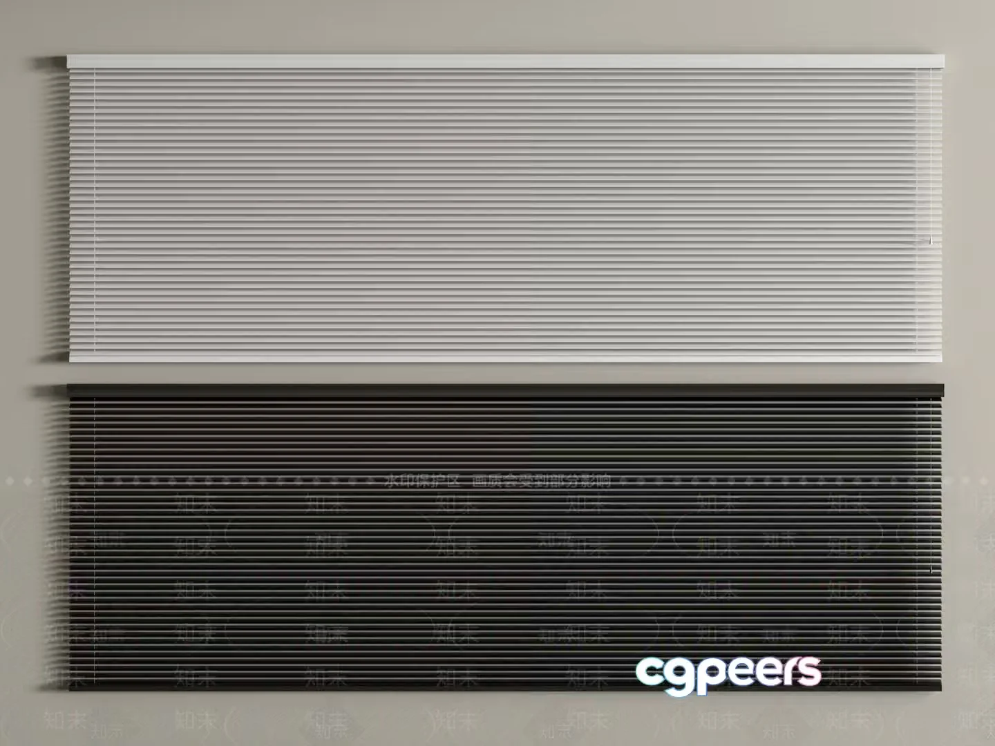 A Window Blind With A White Top And Black Bottom 3D Model – 1611 – VRAY Render