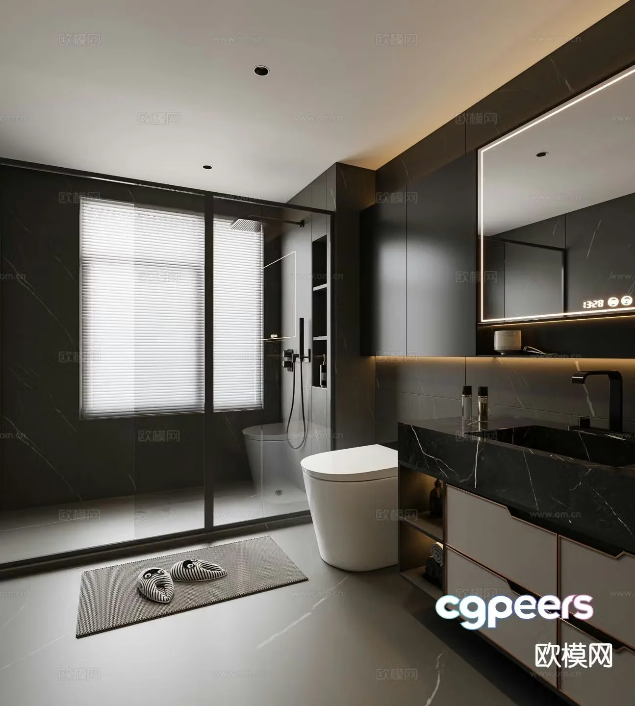 Dark style bathroom bathroom 3d model