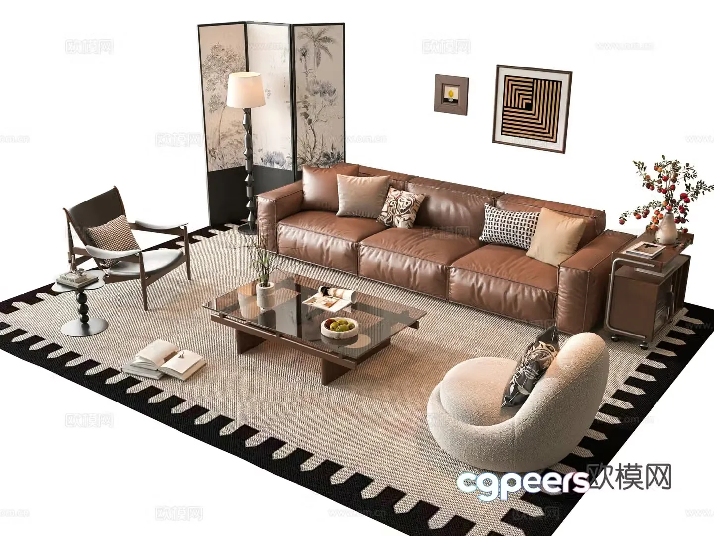 French sofa combination 3D model