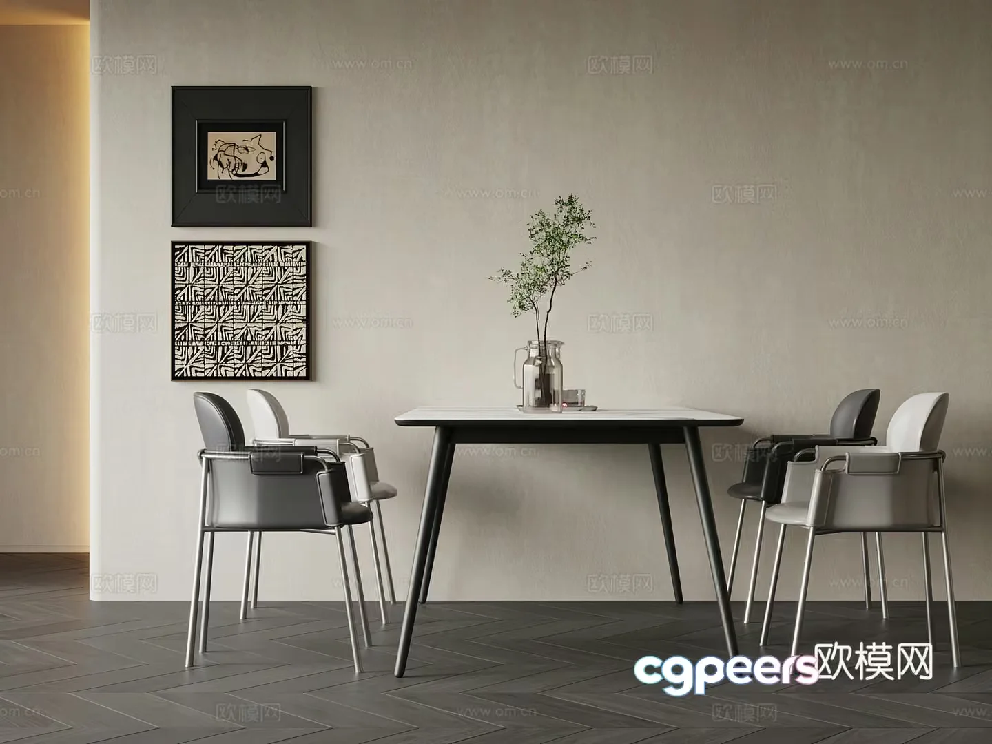 Minimalist Dining Area 3D Model – 8136 – VRAY Render