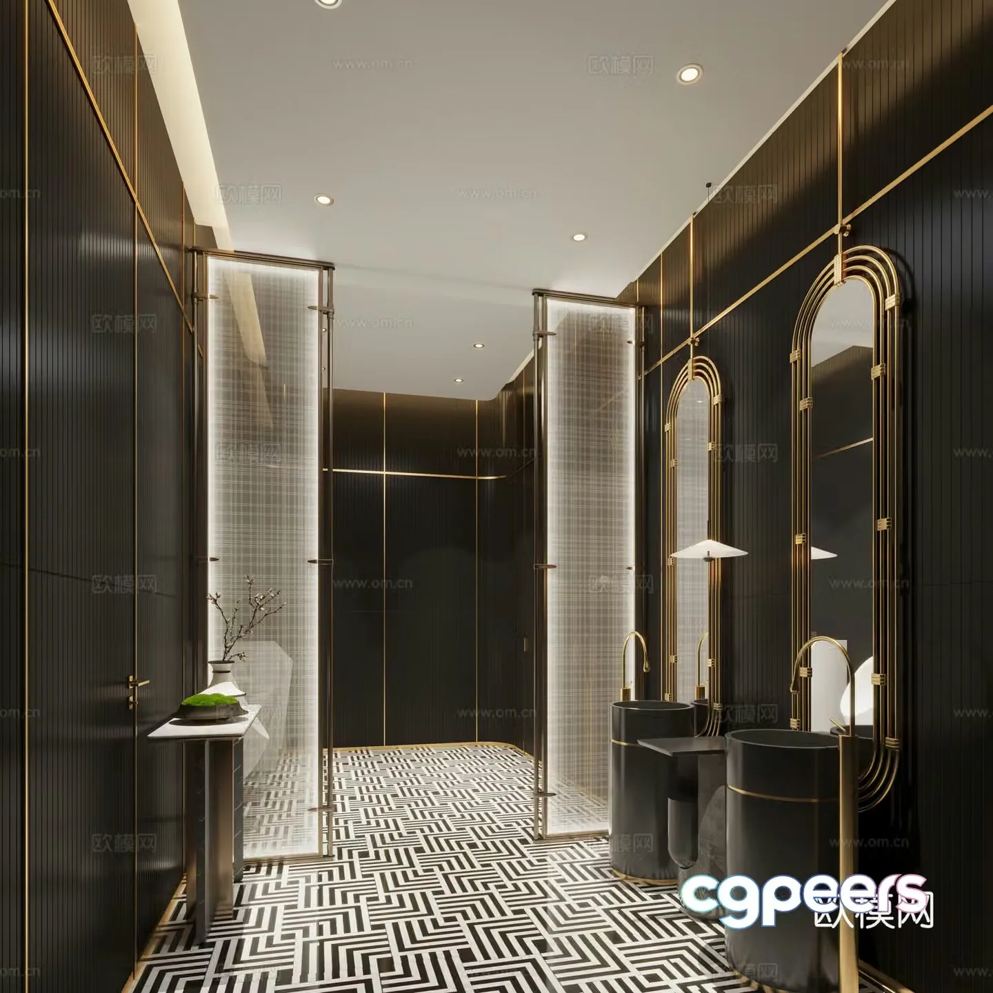 Modern public bathroom 3d model