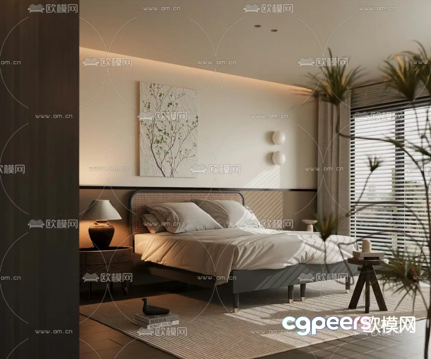 Italian double bed 3d model