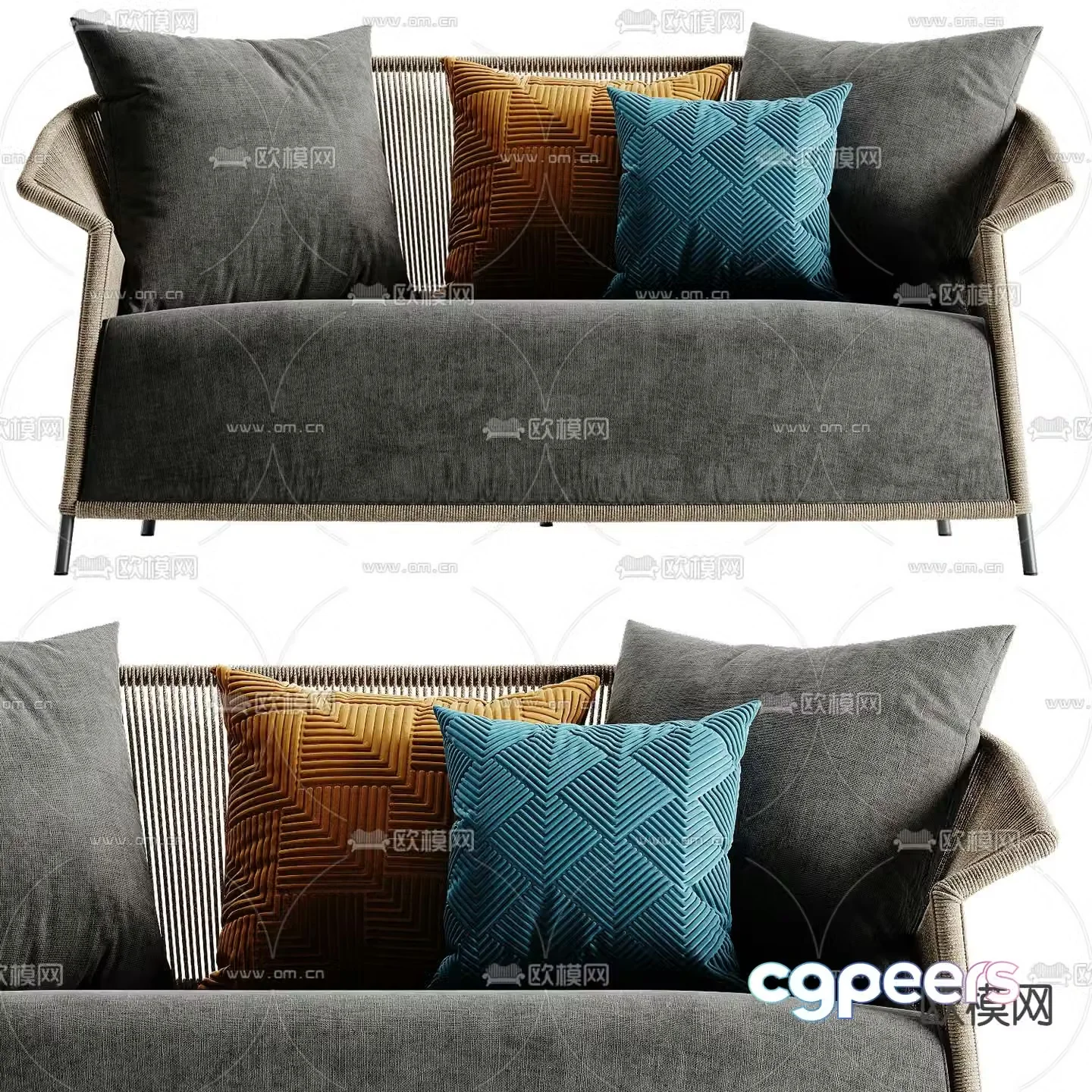 B&B italia modern fabric double sofa 3d model